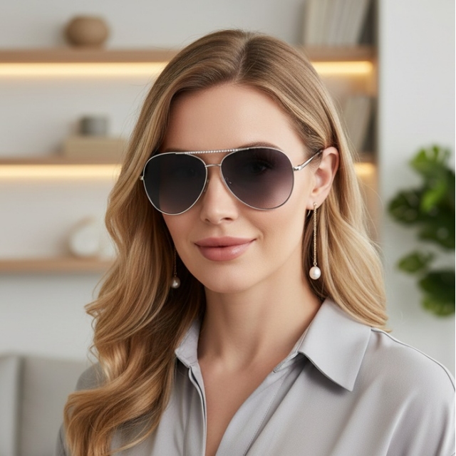 klasična sončna očala GUESS aviator oblike in kristalčki ter 100% UV zaščito.