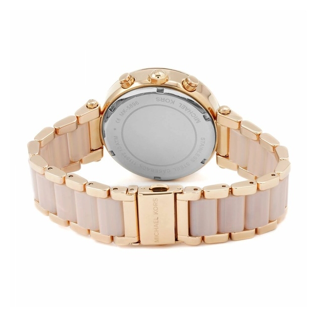 MICHAEL KORS ženske ure MK5896 Parker – rožnato zlata kronograf ura s kristali