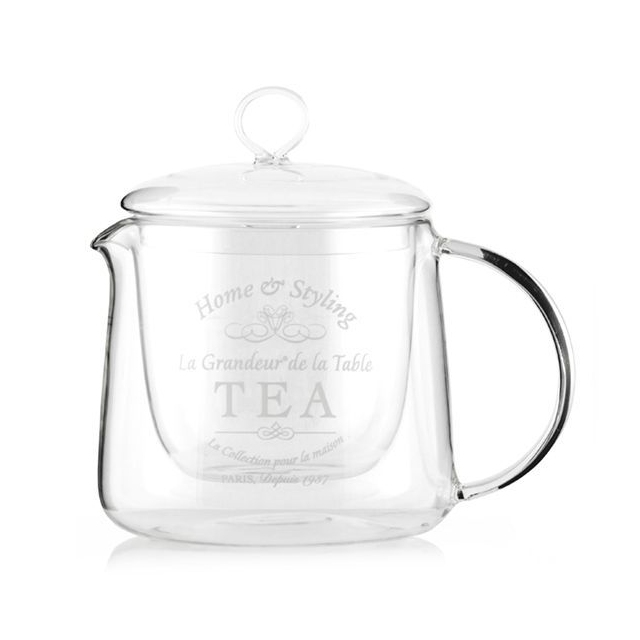 Steklena čajnik z dvojno steno in pokrovom