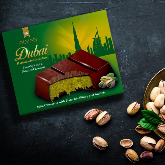 DUBAJSKA ČOKOLADA - ručno izrađena, pistacija, 100g