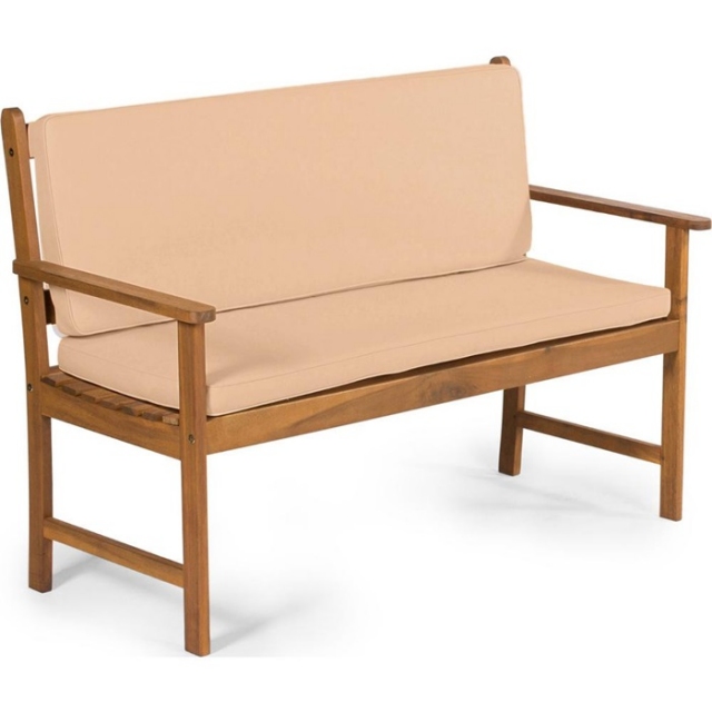 Blazini za leseno klop sedež+naslon, 44x110x5cm + 37x110x5cm, bež