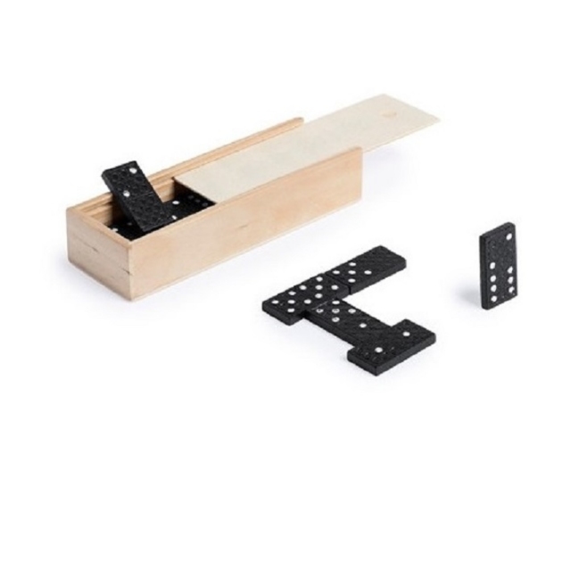 Domino leseni črni + lesena shranjevalna škatlica