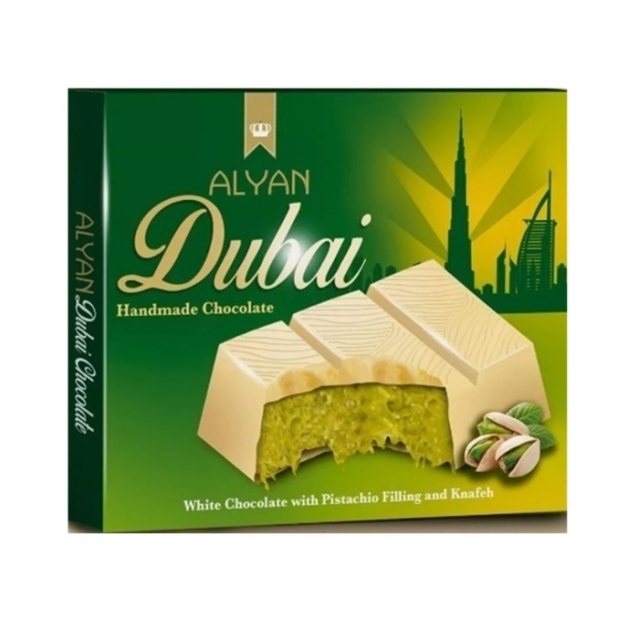 BELA DUBAJSKA ČOKOLADA-ročno izdelana, pistacija, 100g